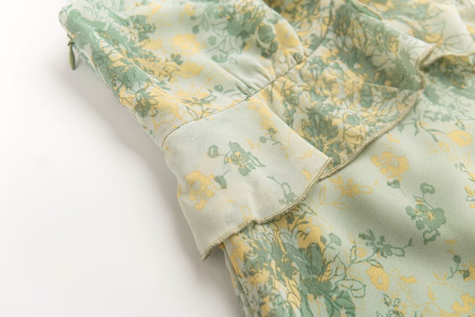 Women's Sweet Lotus Leaf Elegant Slim French Gentle Printing Sleeveless Dress Summer Beach Holiday Tea Break Dress