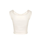 Women’s White Pleated Cowl Neck Sleeveless Top