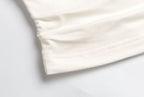 Women’s White Pleated Cowl Neck Sleeveless Top