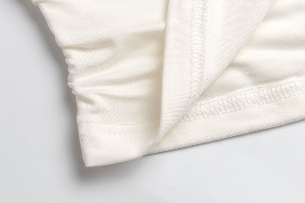Women’s White Pleated Cowl Neck Sleeveless Top