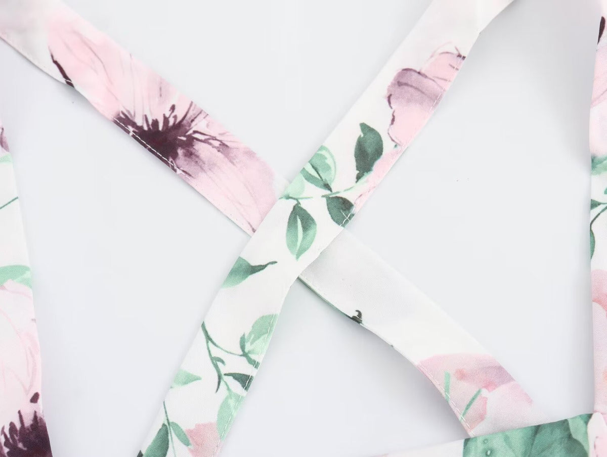 French Casual Vacation Simple Halter Printing Slip Dress