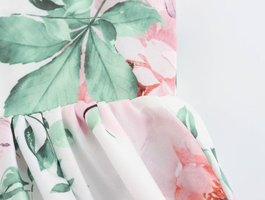 French Casual Vacation Simple Halter Printing Slip Dress
