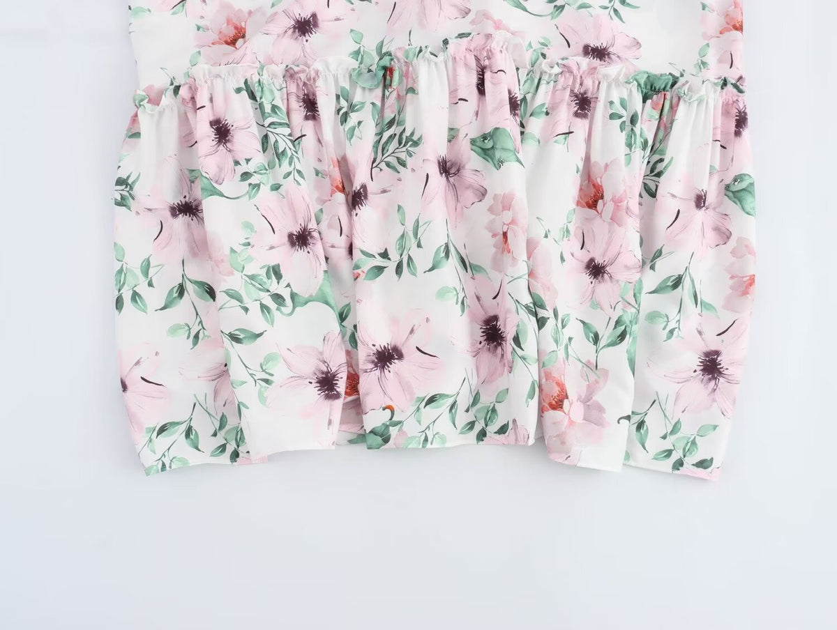 French Casual Vacation Simple Halter Printing Slip Dress