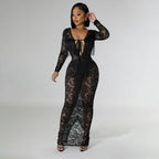 Women's Backless Fringe Lace Dress