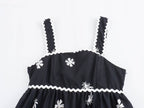 Summer High Waist Print Mid Length Strap Dress