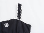 Summer High Waist Print Mid Length Strap Dress