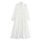 Women's Embroidered Collared Midi Dress