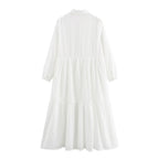 Women's Embroidered Collared Midi Dress
