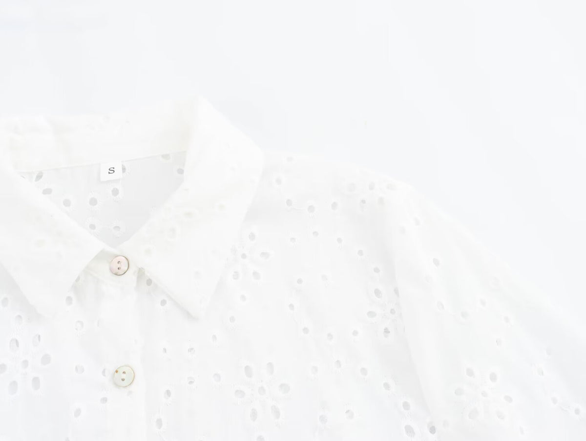 Women's Embroidered Collared Midi Dress
