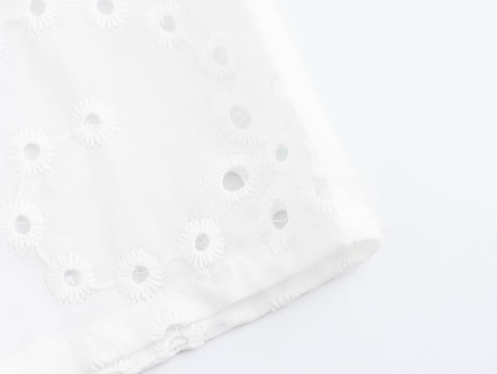 Women's Embroidered Collared Midi Dress