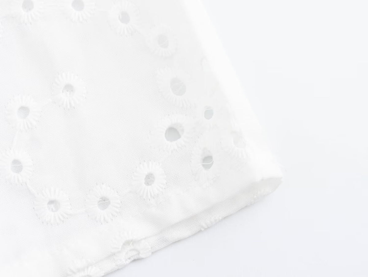 Women's Embroidered Collared Midi Dress