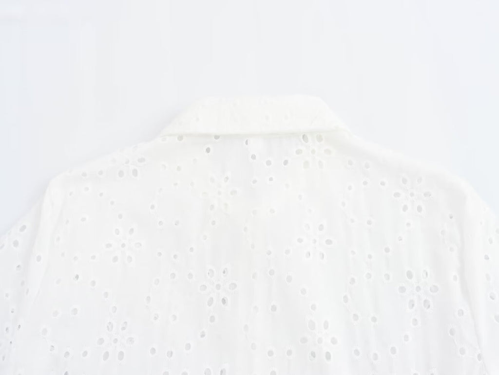 Women's Embroidered Collared Midi Dress