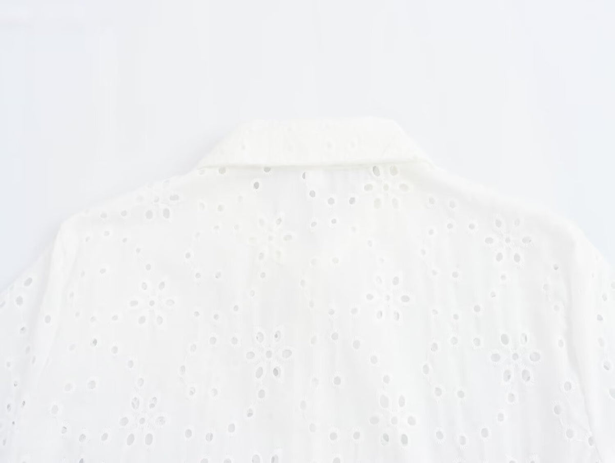 Women's Embroidered Collared Midi Dress