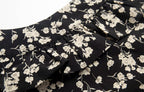 Black Floral Ruffle Midi Dress