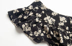 Black Floral Ruffle Midi Dress