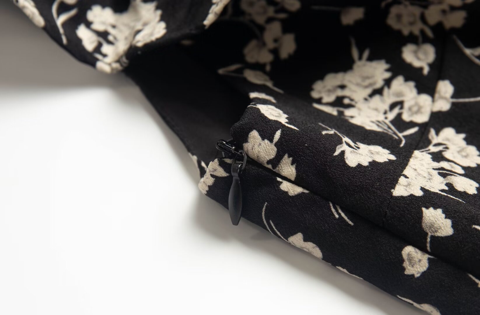 Black Floral Ruffle Midi Dress
