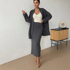 Women's Knit High-Waisted Skirt Suit Two-Piece Set