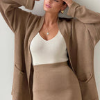 Women's Knit High-Waisted Skirt Suit Two-Piece Set