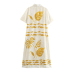 Summer Loose Fitting Blouse Short Sleeve Long Pattern Dress