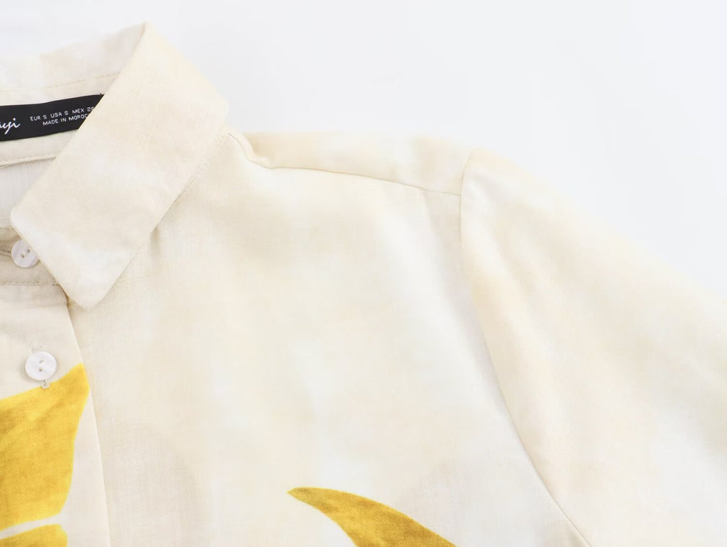 Summer Loose Fitting Blouse Short Sleeve Long Pattern Dress