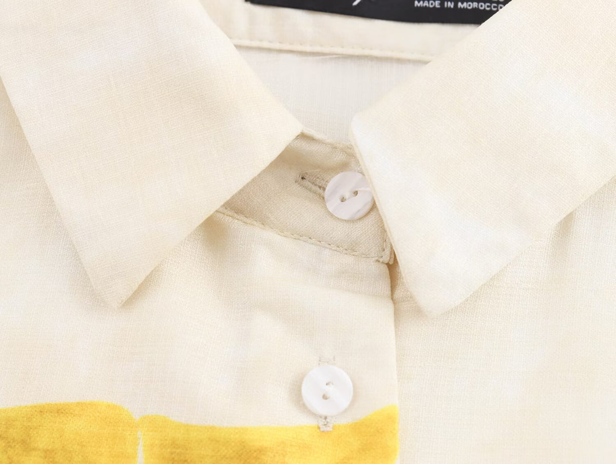 Summer Loose Fitting Blouse Short Sleeve Long Pattern Dress