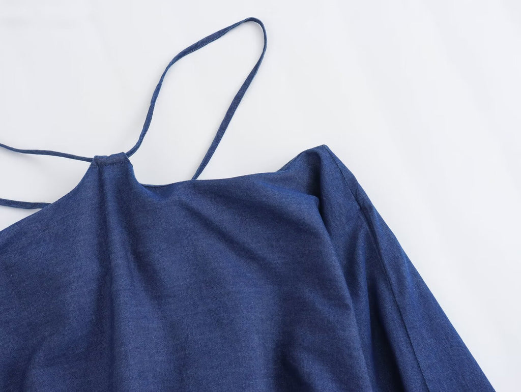 Sleeveless Denim Halter Dress