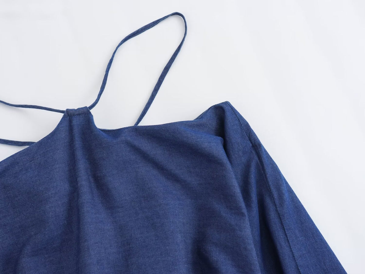 Sleeveless Denim Halter Dress