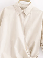 Women's Summer Bowknot Decoration Shirt Lace Up Slimming Shirt Top