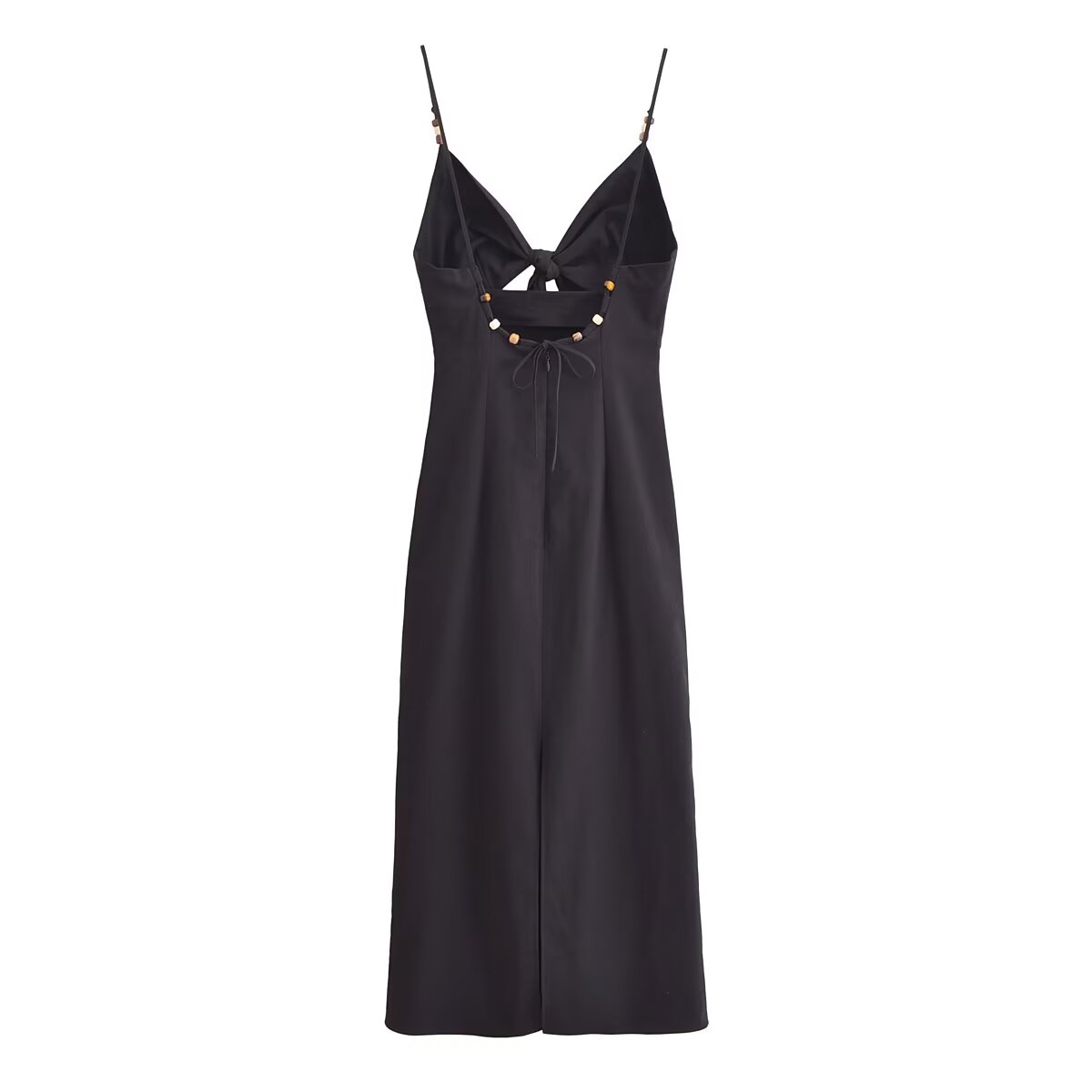 Beaded V Neck Backless Maxi Dress