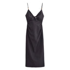 Beaded V Neck Backless Maxi Dress