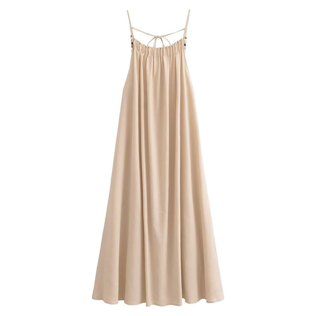 Solid Rbeaded Decoration Dress