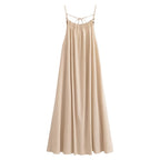 Solid Rbeaded Decoration Dress