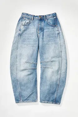 Wide Leg Loose Jeans Women Mid Low Waist Washed Denim
