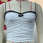 's Lace Small Sling Short Bra Bandeau Slim Fit Lace Top Solid
