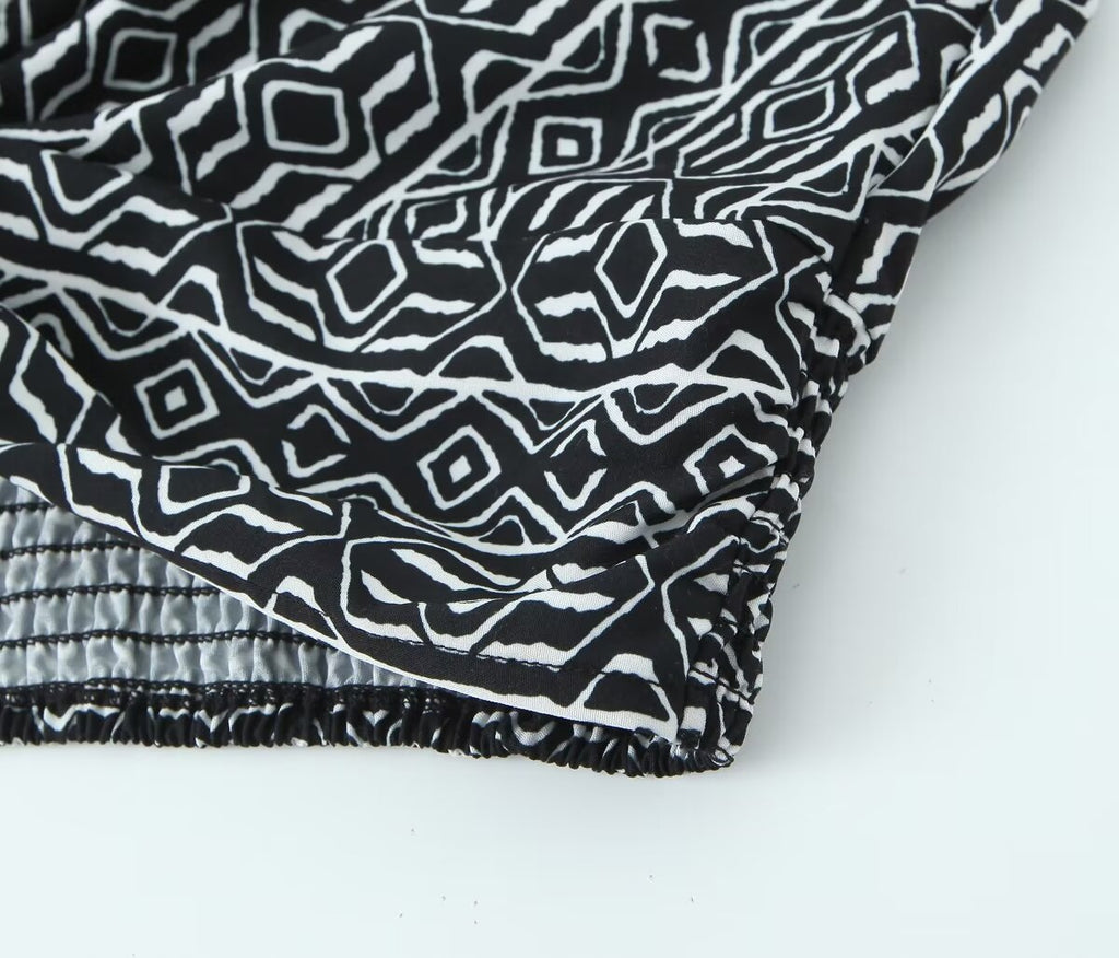 Women's With Knot Printing Cutting Top Trousers