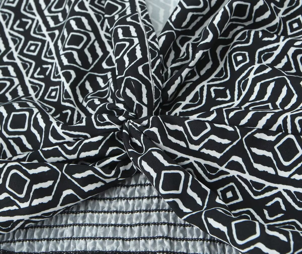 Women's With Knot Printing Cutting Top Trousers