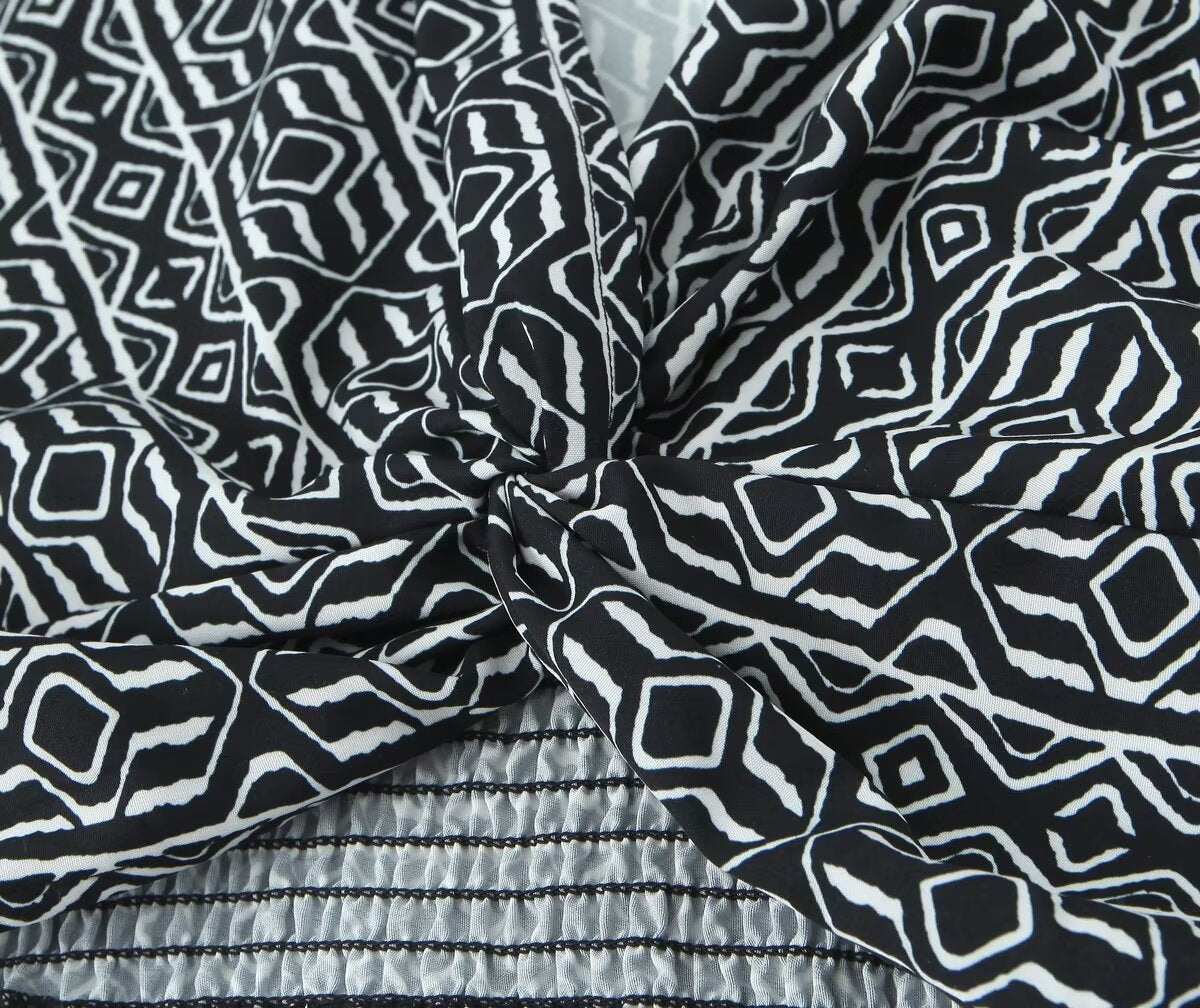 Women's With Knot Printing Cutting Top Trousers