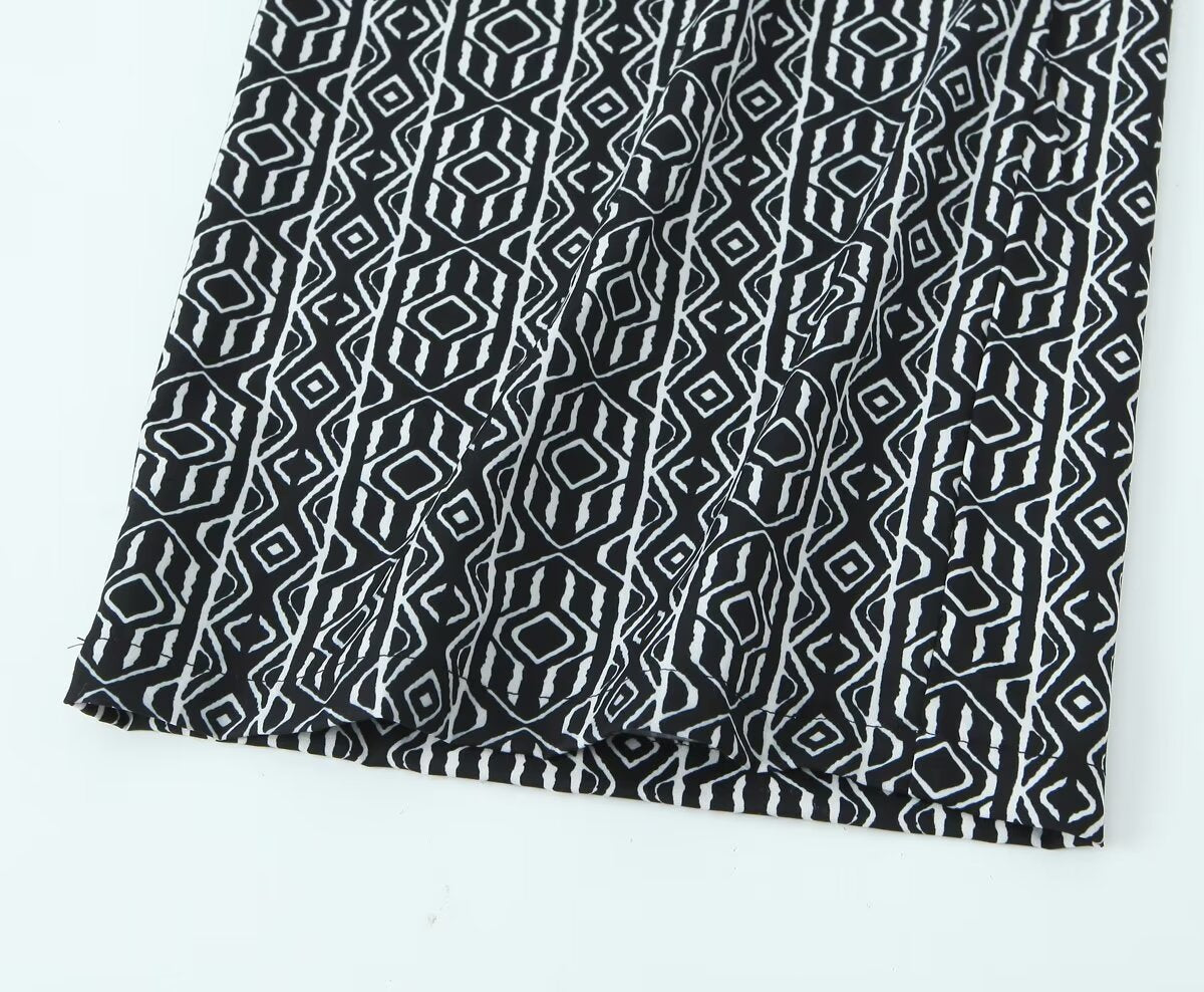 Women's With Knot Printing Cutting Top Trousers