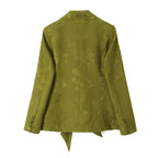 Jacquard Straight Leg Pants Bowknot Decoration Jacquard Blazer Set