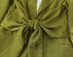 Jacquard Straight Leg Pants Bowknot Decoration Jacquard Blazer Set