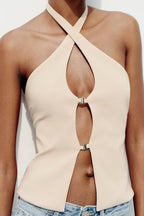 's Street Personality Hollow Out Cutout Out Buckle Camisole