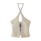 's Street Personality Hollow Out Cutout Out Buckle Camisole
