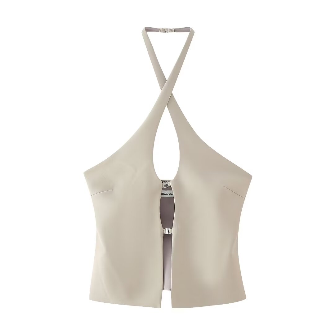 's Street Personality Hollow Out Cutout Out Buckle Camisole