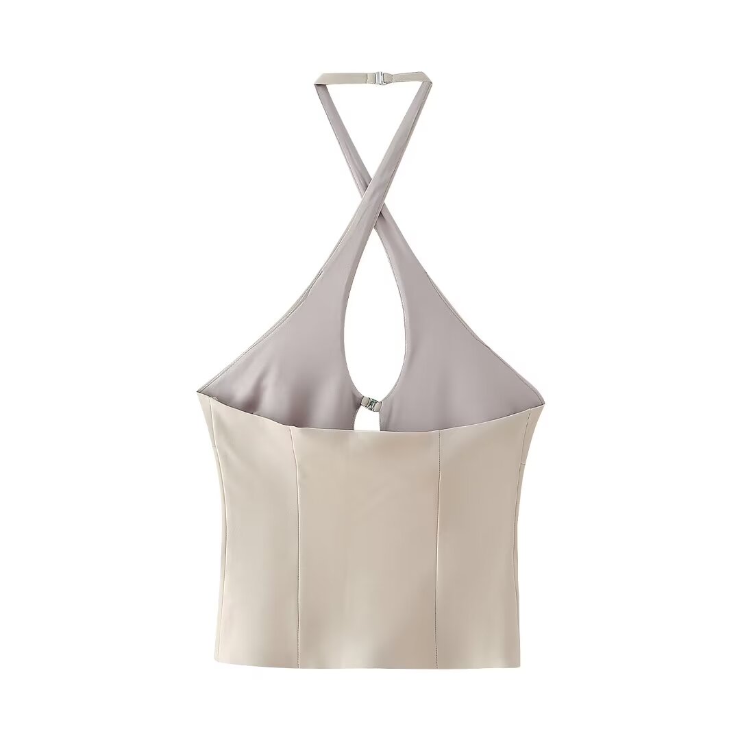 's Street Personality Hollow Out Cutout Out Buckle Camisole