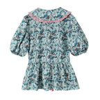 Women's Doll Collar Bow Print Top Contrast Color Casual Trousers Suit