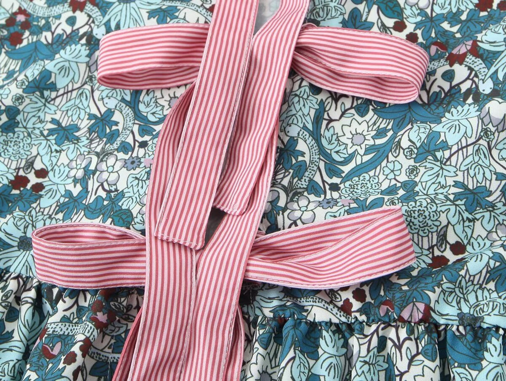 Women's Doll Collar Bow Print Top Contrast Color Casual Trousers Suit