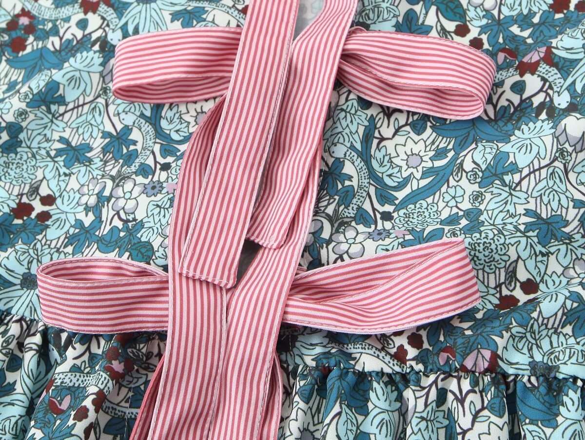 Women's Doll Collar Bow Print Top Contrast Color Casual Trousers Suit