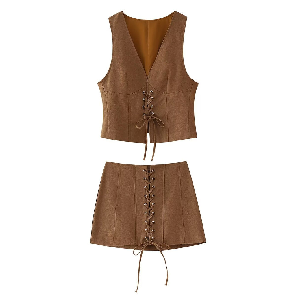 Women's Summer Slim Vest and Skirt Two-Piece Set