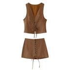 Women's Summer Slim Vest and Skirt Two-Piece Set