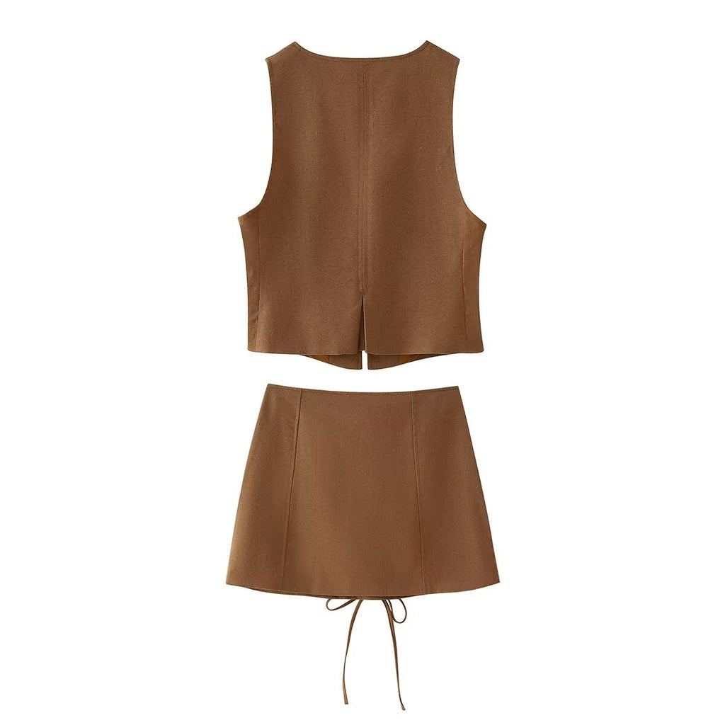 Women's Summer Slim Vest and Skirt Two-Piece Set